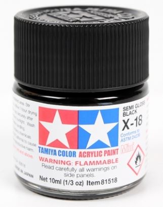 TAMIYA ACRYLIC PAINT MINI X-18 SEMI GLOSS BLACK Hot on Sale