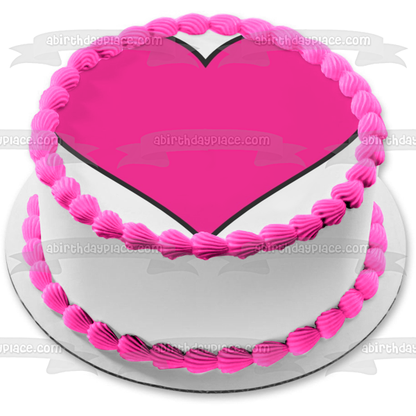 Cartoon Pink Heart Black Edges Edible Cake Topper Image ABPID12997 Supply