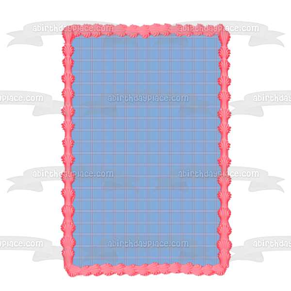 Blue Plaid Pattern Edible Cake Topper Image ABPID13590 Hot on Sale