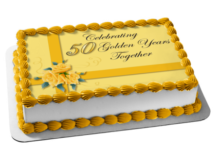 50th Anniversary Celebrating 50 Golden Years Together Edible Cake Topper Image ABPID13044 For Sale