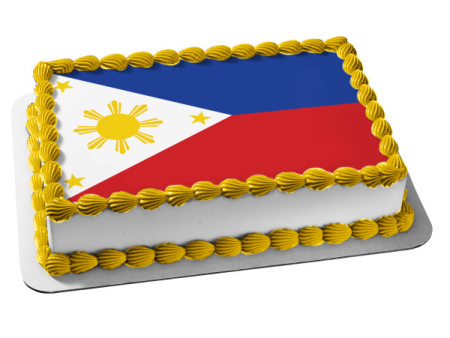 Flag of the Philippines Red Blue White Yellow Edible Cake Topper Image ABPID13449 Sale