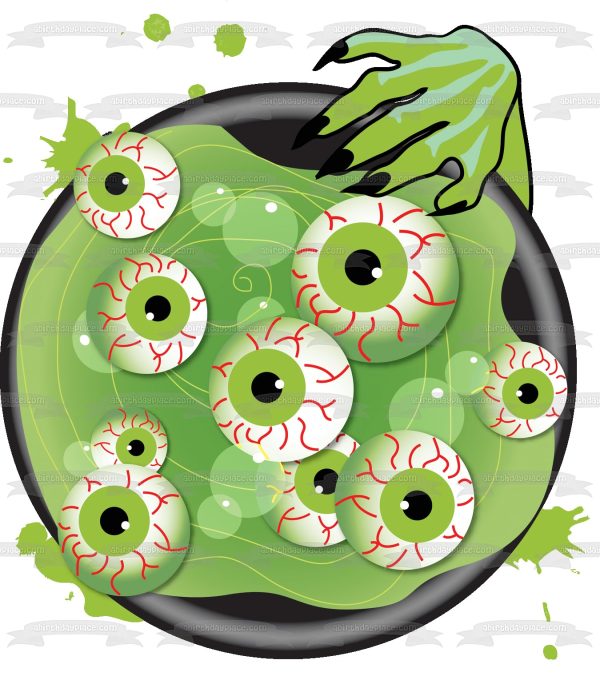 Monster Eyeballs Witch Hand Bubbles Edible Cake Topper Image ABPID13580 Sale