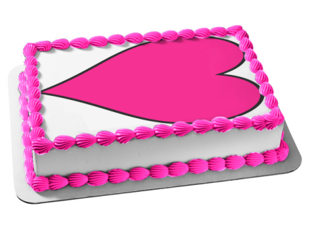 Cartoon Pink Heart Black Edges Edible Cake Topper Image ABPID12998 Hot on Sale