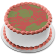 Green Leaves Pattern Pink Background Edible Cake Topper Image ABPID13573 on Sale