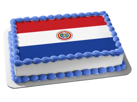 Flag of Paraguay Red White Blue Triband Edible Cake Topper Image ABPID13102 Discount