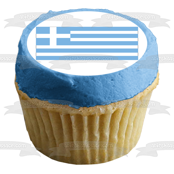 Flag of Greece Blue White Stripes White Cross Edible Cake Topper Image ABPID13428 For Sale