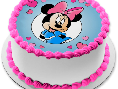 Disney Mickey Mouse and Friends Minnie Mouse Hearts Edible Cake Topper Image ABPID12852 Online