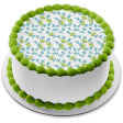 Blue Green Leaf Pattern Edible Cake Topper Image ABPID13153 on Sale