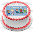 Children s Day Five Kids Holding Hands Edible Cake Topper Image ABPID13399 Online Hot Sale