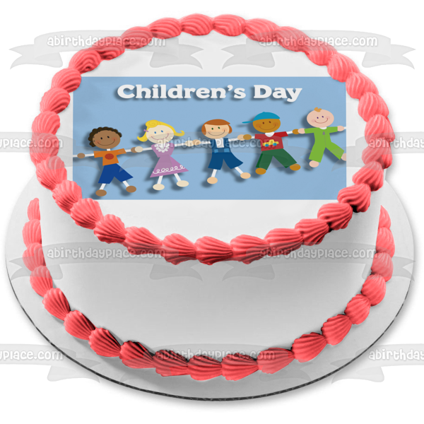 Children s Day Five Kids Holding Hands Edible Cake Topper Image ABPID13399 Online Hot Sale