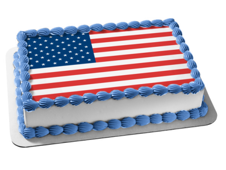 Flag of the United States of America Red White Blue Stars Edible Cake Topper Image ABPID13175 Online Hot Sale