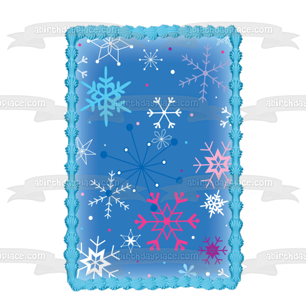 Winter Colored Snowflakes Blue Background Edible Cake Topper Image ABPID13250 For Discount