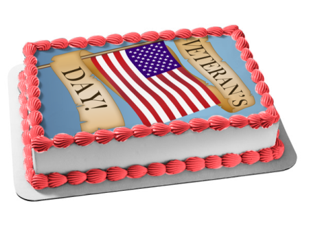 Veteran s Day the American Flag Edible Cake Topper Image ABPID13104 on Sale