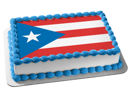 The Flag of Puerto Rico Red White Blue Star Edible Cake Topper Image ABPID13358 For Discount