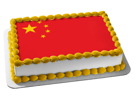 Flag of China Red Yellow Stars Edible Cake Topper Image ABPID13595 Online