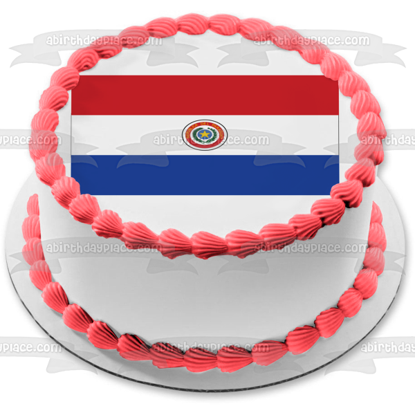 Flag of Paraguay Red White Blue Triband Edible Cake Topper Image ABPID13102 Discount