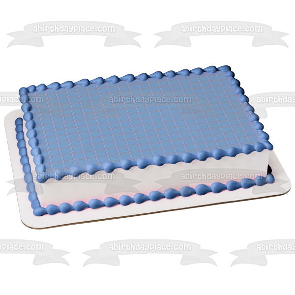 Blue Plaid Pattern Edible Cake Topper Image ABPID13590 Hot on Sale