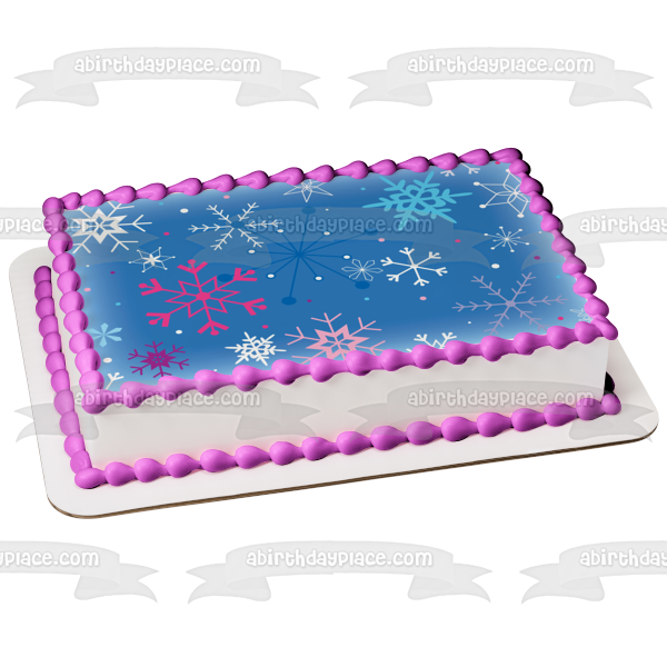 Winter Colored Snowflakes Blue Background Edible Cake Topper Image ABPID13250 For Discount