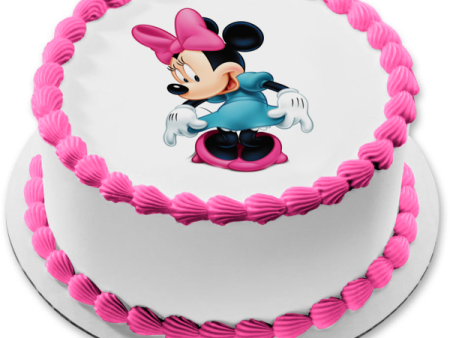 Walt Disney Minnie Mouse Blue Dress Edible Cake Topper Image ABPID12859 For Cheap