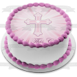 Baby Christening Bless This Child Cross Pink Edible Cake Topper Image ABPID13096 Discount