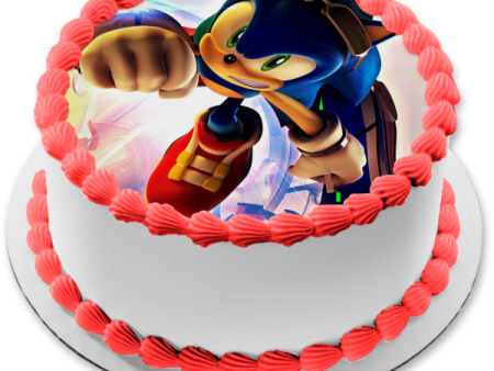 Sonic the Hedgehog Sunglasses Jumping Edible Cake Topper Image ABPID13634 Hot on Sale