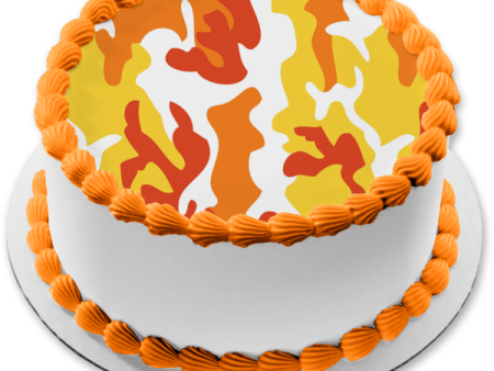 Camouflage Camo Yellow Orange Red White Edible Cake Topper Image ABPID13127 Cheap