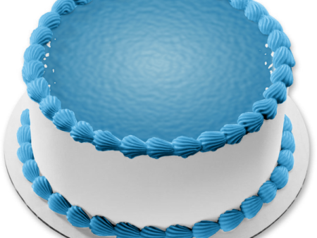 Blue Water Pattern White Edges Edible Cake Topper Image ABPID13453 Discount