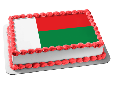 Flag of Madagascar White Red Green Edible Cake Topper Image ABPID13058 Hot on Sale