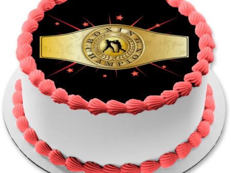 Sports Boxing Champion Belt Two Boxers Red Stars Edible Cake Topper Image ABPID13328 For Sale