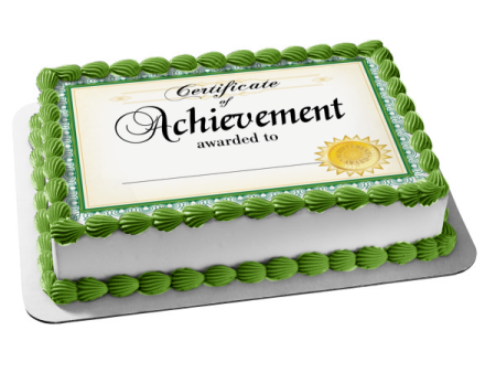 Certificate of Achievement Awarded to Gold Seal Edible Cake Topper Image ABPID13525 For Sale