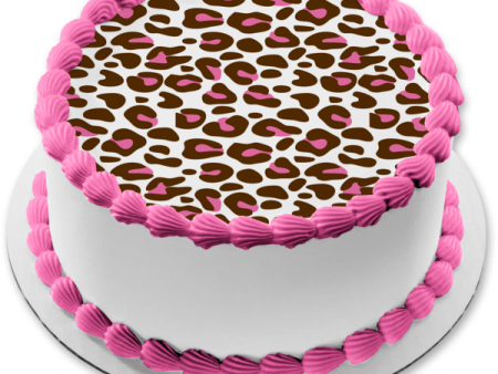 Cheetah Pattern Brown Pink Edible Cake Topper Image ABPID13306 Online Hot Sale