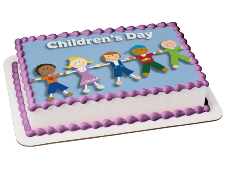 Children s Day Five Kids Holding Hands Edible Cake Topper Image ABPID13399 Online Hot Sale