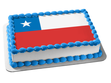 Flag of Chile Red White Blue White Star Edible Cake Topper Image ABPID13512 Online Sale