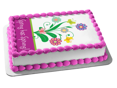 Spring Has Sprung Flowers Butterflies Edible Cake Topper Image ABPID13330 Sale