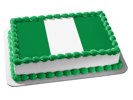 Flag of Nigeria White Green Stripes Edible Cake Topper Image ABPID13334 Online now