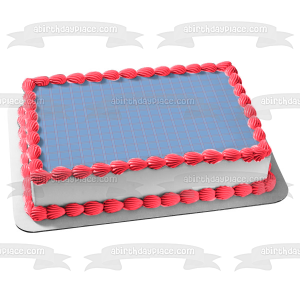 Blue Plaid Pattern Edible Cake Topper Image ABPID13590 Hot on Sale