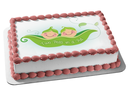 Two Peas In a Pod Pea Pod Babies Edible Cake Topper Image ABPID13317 Cheap