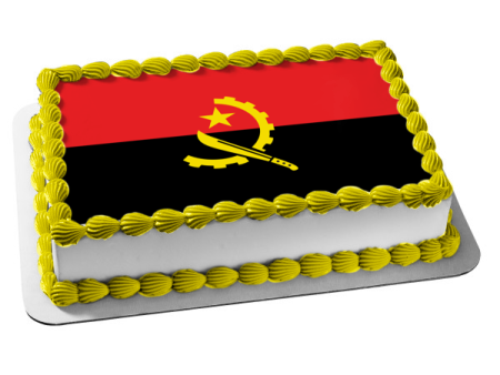 Flag of Angola Red Black Yellow Edible Cake Topper Image ABPID13520 Supply