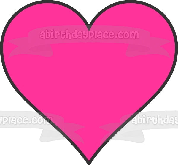 Cartoon Pink Heart Black Edges Edible Cake Topper Image ABPID12997 Supply