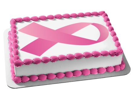 Breast Cancer Awareness Pink Ribbon Edible Cake Topper Image ABPID12996 Discount