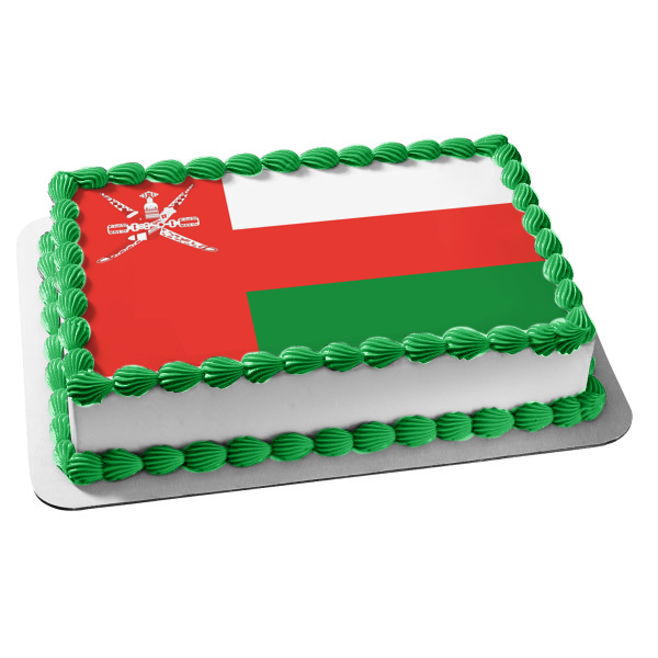 The National Flag of Oman Red White Green National Emblem of Oman Edible Cake Topper Image ABPID13066 Online now