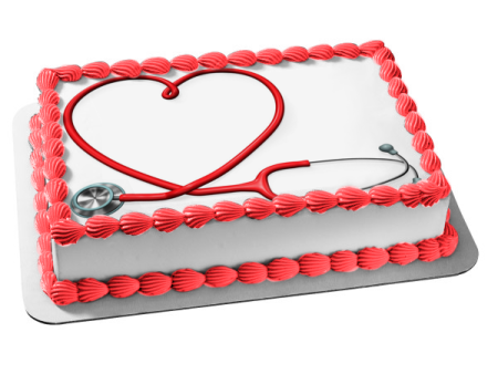 Doctor Red Heart Shape Stethoscope Edible Cake Topper Image ABPID12995 Online Sale